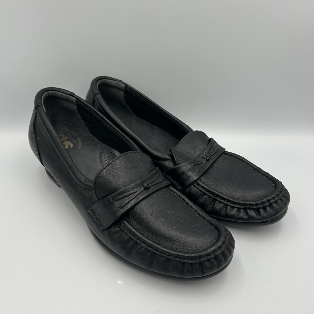 SAS Leather Penny Loafer Size 8 Medium Shoe Women Black Tripad Comfort Slip On